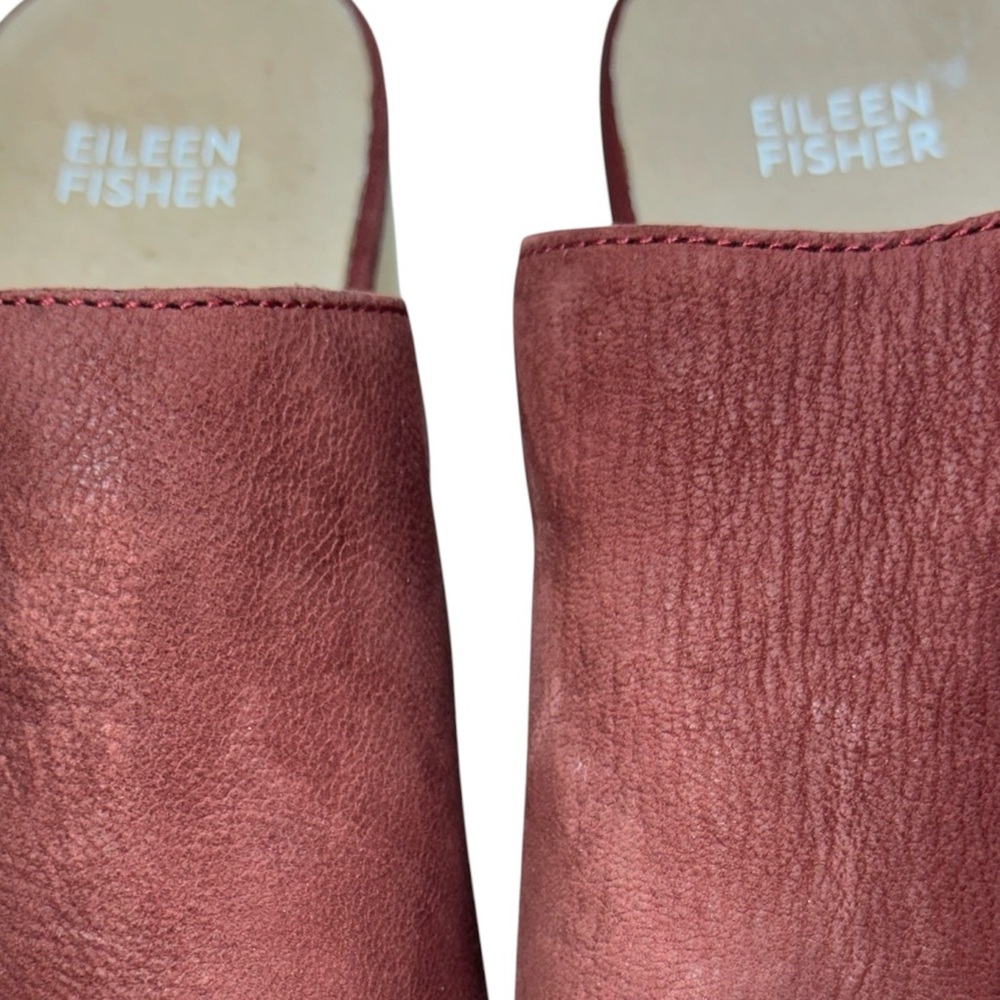 Eileen Fisher Leather Rust Colored Mules with Tan Sole Size 8 - Picture 5 of 13